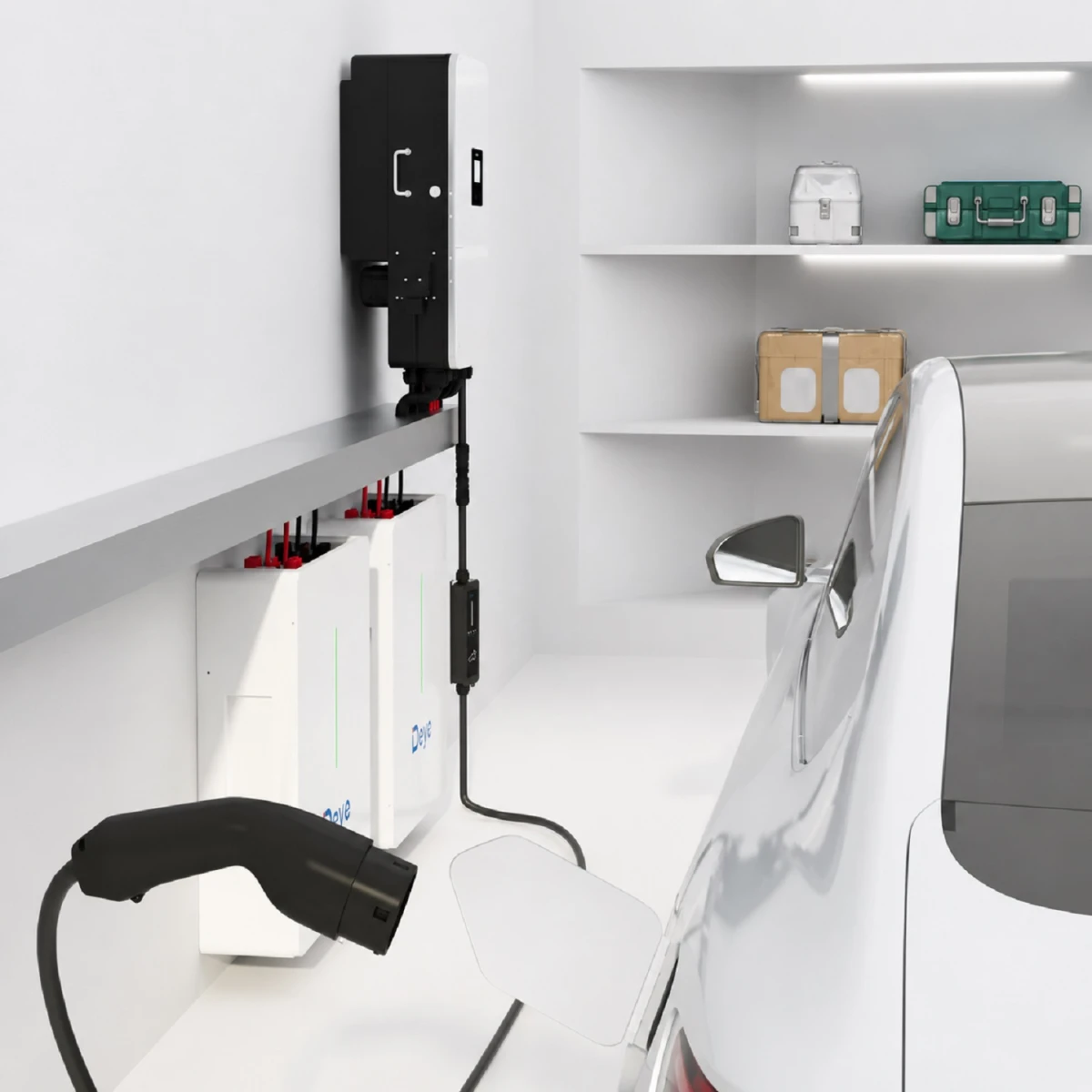 Deye EV Charger 壁挂式交流充电桩 7/22 kW，单/三相，230/400 V，32 A，LoRa/WLAN/蓝牙 (Retry 2)