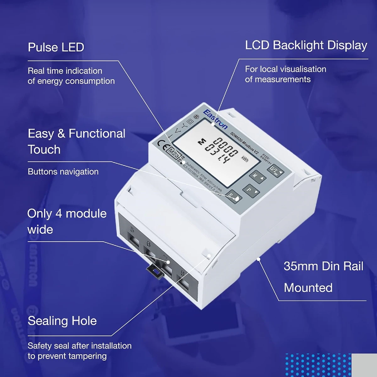 Интеллектуальный счетчик трехфазный 100A Modbus-RTU RS485 | Eastron SDM630
