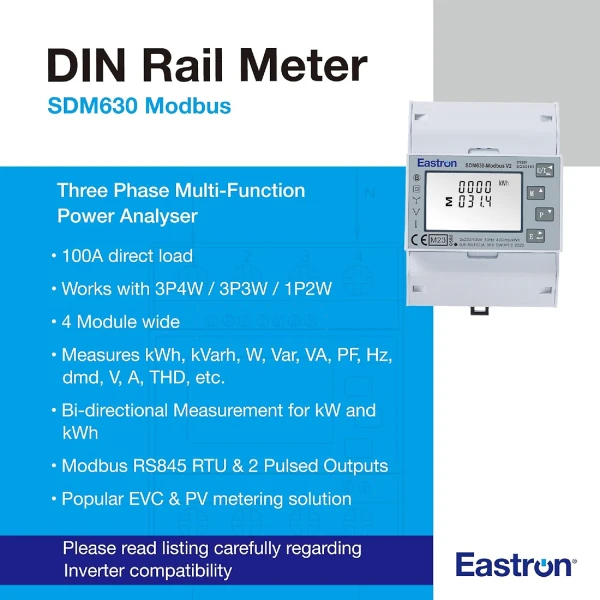 Интеллектуальный счетчик трехфазный 100A Modbus-RTU RS485 | Eastron SDM630