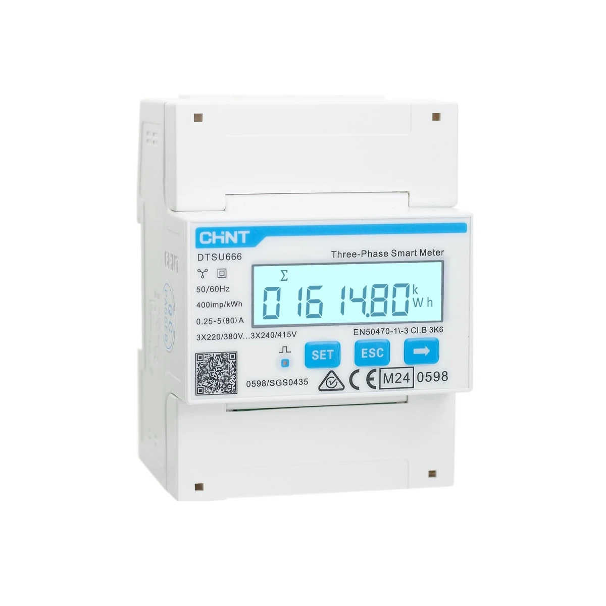 Compteur intelligent CHINT DTSU666 Modbus triphasé basé sur CT 30(100)A RS485