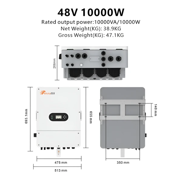 Inverter ibrido a bassa tensione Felicity Solar T-REX-10KLP3G01 10kW trifase