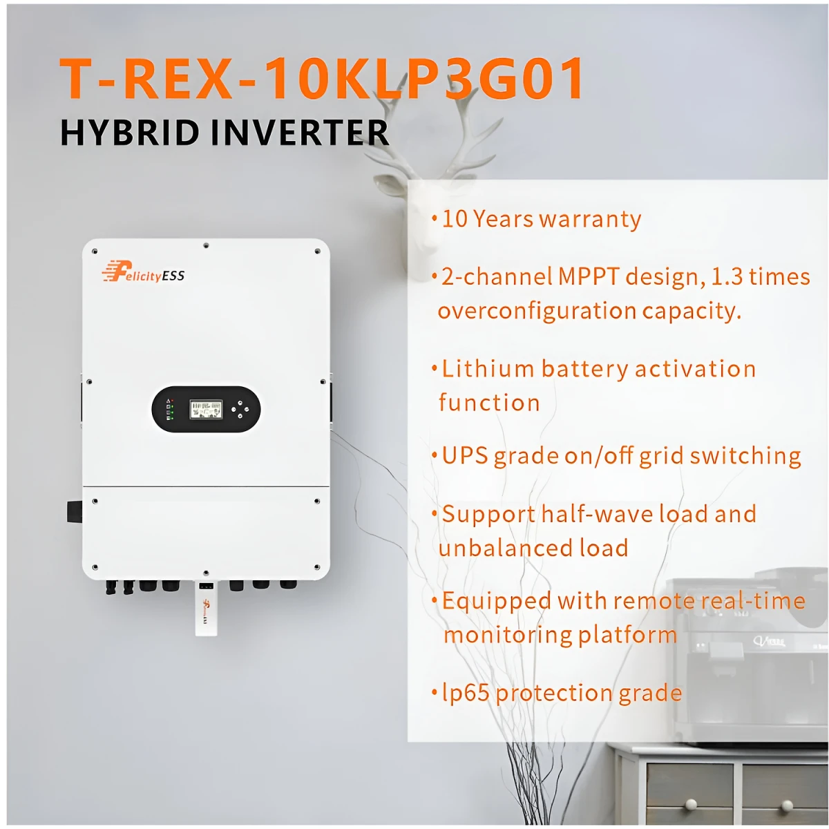 Inverter ibrido a bassa tensione Felicity Solar T-REX-10KLP3G01 10kW trifase