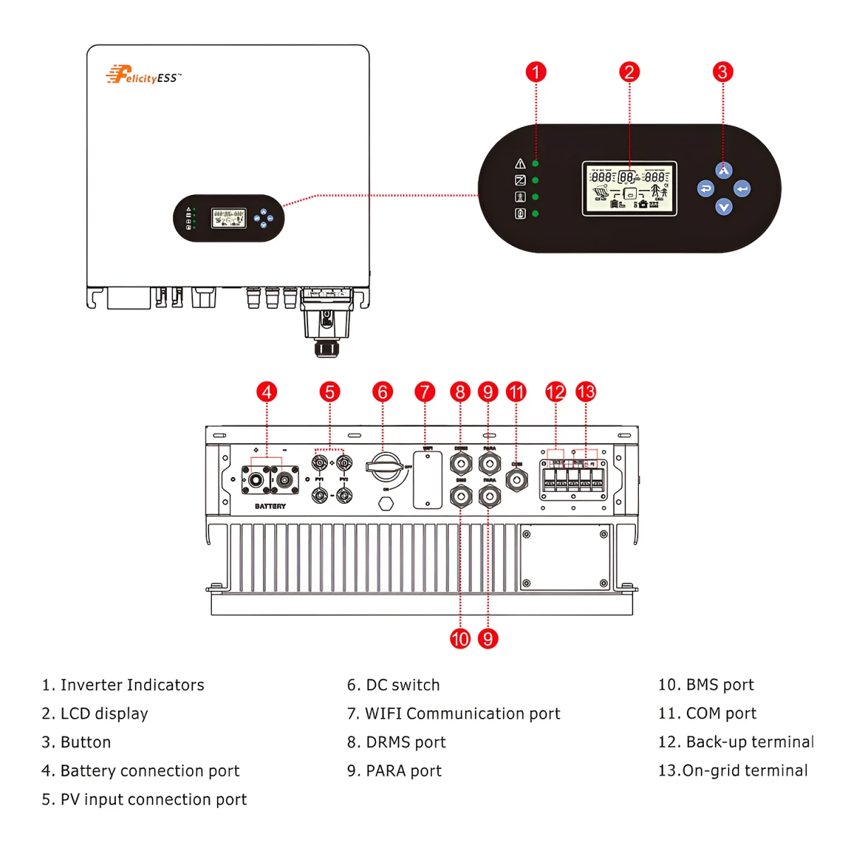 T-REX-5KLP1G01 5kW - Onduleur Hybride Basse Tension Felicity Solar
